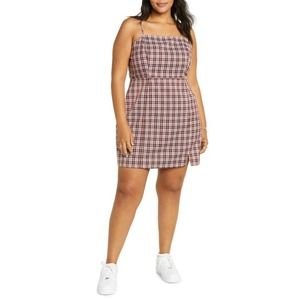 BP. Pink Rust Mini Plaid Preppy Woven Minidress NWT Size 2X
